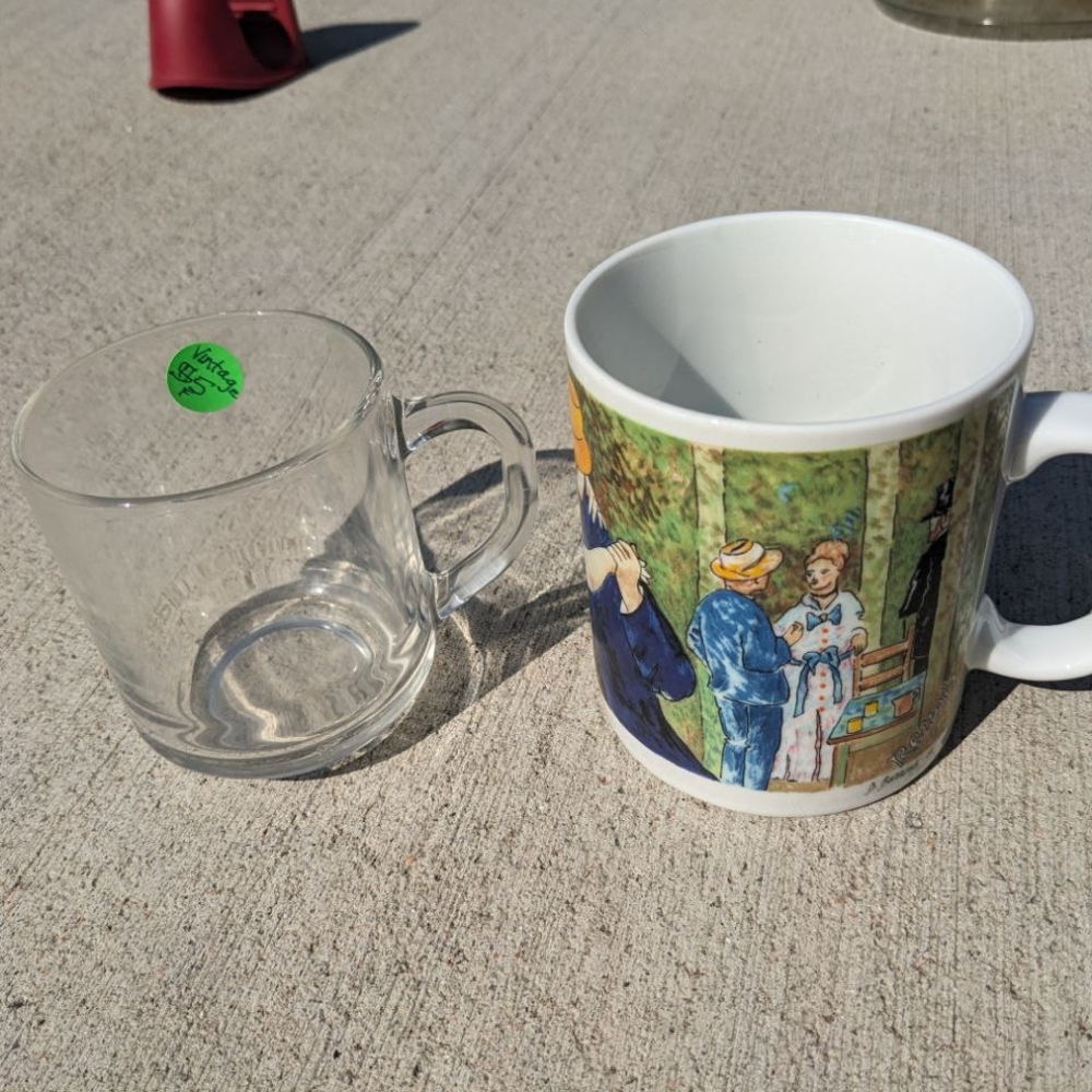 Artistic White Ceramic Mug with Clear Glass Mug
